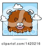 Poster, Art Print Of Cartoon Chubby Boar Flying