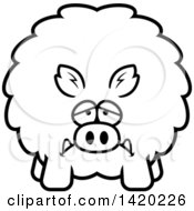 Poster, Art Print Of Cartoon Black And White Lineart Depressed Chubby Boar