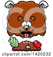 Poster, Art Print Of Cartoon Chubby Bear Flying And Eating
