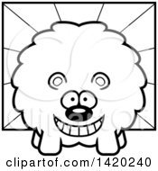 Poster, Art Print Of Cartoon Black And White Lineart Chubby Bear Over Rays