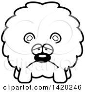 Clipart Of A Cartoon Black And White Lineart Depressed Chubby Bear Royalty Free Vector Illustration
