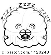 Clipart Of A Cartoon Black And White Lineart Chubby Bear Sleeping Royalty Free Vector Illustration