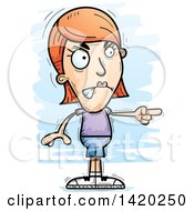 Clipart Of A Cartoon Doodled Angry White Woman Pointing Royalty Free Vector Illustration