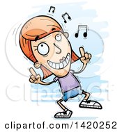 Clipart Of A Cartoon Doodled White Woman Dancing To Music Royalty Free Vector Illustration