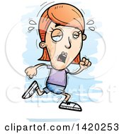 Poster, Art Print Of Cartoon Doodled Exhausted White Woman Running
