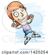 Poster, Art Print Of Cartoon Doodled White Woman Jumping For Joy