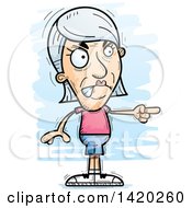 Clipart Of A Cartoon Doodled Angry Senior White Woman Pointing Royalty Free Vector Illustration