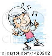 Clipart Of A Cartoon Doodled Senior White Woman Dancing To Music Royalty Free Vector Illustration