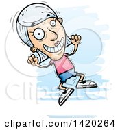 Poster, Art Print Of Cartoon Doodled Senior White Woman Jumping For Joy