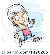 Clipart Of A Cartoon Doodled Senior White Woman Running Royalty Free Vector Illustration