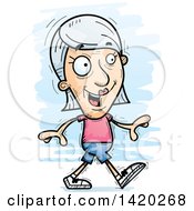 Clipart Of A Cartoon Doodled Senior White Woman Walking Royalty Free Vector Illustration