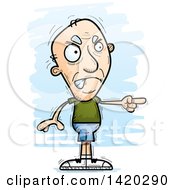 Clipart Of A Cartoon Doodled Angry Senior White Man Pointing Royalty Free Vector Illustration