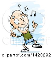 Poster, Art Print Of Cartoon Doodled Senior White Man Dancing To Music