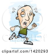 Poster, Art Print Of Cartoon Doodled Exhausted Senior White Man Running