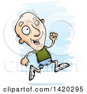 Poster, Art Print Of Cartoon Doodled Senior White Man Running