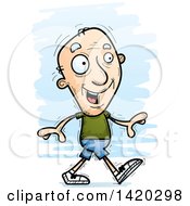 Clipart Of A Cartoon Doodled Senior White Man Walking Royalty Free Vector Illustration