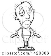 Clipart Of A Cartoon Black And White Lineart Doodled Senior Man Pouting Royalty Free Vector Illustration
