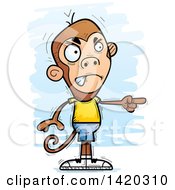 Clipart Of A Cartoon Doodled Angry Monkey Pointing Royalty Free Vector Illustration
