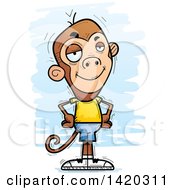 Clipart Of A Cartoon Doodled Confident Monkey Royalty Free Vector Illustration