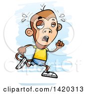 Clipart Of A Cartoon Doodled Exhausted Monkey Running Royalty Free Vector Illustration