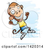 Clipart Of A Cartoon Doodled Monkey Jumping For Joy Royalty Free Vector Illustration