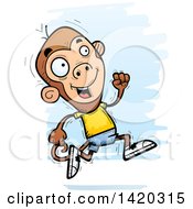 Clipart Of A Cartoon Doodled Monkey Running Royalty Free Vector Illustration