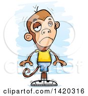 Clipart Of A Cartoon Doodled Monkey Pouting Royalty Free Vector Illustration