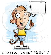 Poster, Art Print Of Cartoon Doodled Monkey Holding Up A Finger And Talking