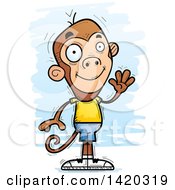 Poster, Art Print Of Cartoon Doodled Friendly Monkey Waving