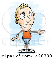 Clipart Of A Cartoon Doodled Angry Blond White Man Pointing Royalty Free Vector Illustration
