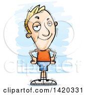 Poster, Art Print Of Cartoon Doodled Confident Blond White Man