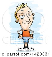 Clipart Of A Cartoon Doodled Confident Blond White Man Royalty Free Vector Illustration