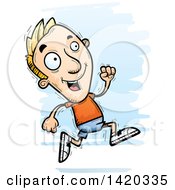 Poster, Art Print Of Cartoon Doodled Blond White Man Running
