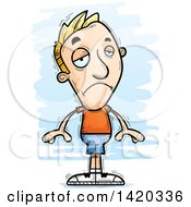 Clipart Of A Cartoon Doodled Blond White Man Pouting Royalty Free Vector Illustration
