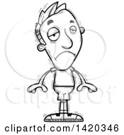 Poster, Art Print Of Cartoon Black And White Lineart Doodled Man Pouting