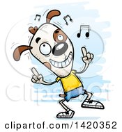 Clipart Of A Cartoon Doodled Dog Dancing To Music Royalty Free Vector Illustration