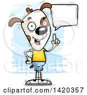 Clipart Of A Cartoon Doodled Dog Holding Up A Finger And Talking Royalty Free Vector Illustration