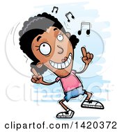 Clipart Of A Cartoon Doodled Black Woman Dancing To Music Royalty Free Vector Illustration