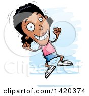 Clipart Of A Cartoon Doodled Black Woman Jumping For Joy Royalty Free Vector Illustration