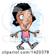 Clipart Of A Cartoon Doodled Black Woman Walking Royalty Free Vector Illustration