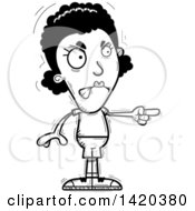 Clipart Of A Cartoon Black And White Lineart Doodled Angry Black Woman Pointing Royalty Free Vector Illustration