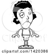 Clipart Of A Cartoon Black And White Lineart Doodled Black Woman Pouting Royalty Free Vector Illustration