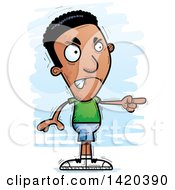 Clipart Of A Cartoon Doodled Angry Black Man Pointing Royalty Free Vector Illustration