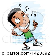 Clipart Of A Cartoon Doodled Black Man Dancing To Music Royalty Free Vector Illustration