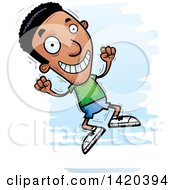Poster, Art Print Of Cartoon Doodled Black Man Jumping For Joy