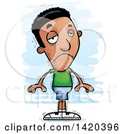 Clipart Of A Cartoon Doodled Black Man Pouting Royalty Free Vector Illustration