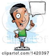 Clipart Of A Cartoon Doodled Black Man Holding Up A Finger And Talking Royalty Free Vector Illustration
