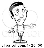 Clipart Of A Cartoon Black And White Lineart Doodled Angry Black Man Pointing Royalty Free Vector Illustration