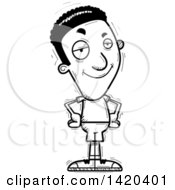 Clipart Of A Cartoon Black And White Lineart Doodled Confident Black Man Royalty Free Vector Illustration