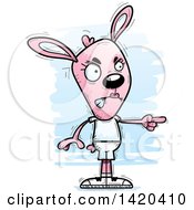 Clipart Of A Cartoon Doodled Angry Pink Female Rabbit Pointing Royalty Free Vector Illustration